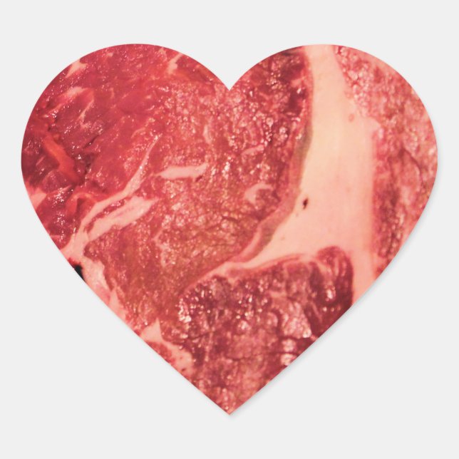 Raw Meat Ribeye Steak Heart Sticker (Front)