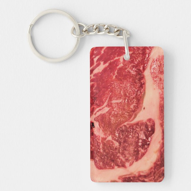 Raw Meat Ribeye Steak Key Ring (Front)