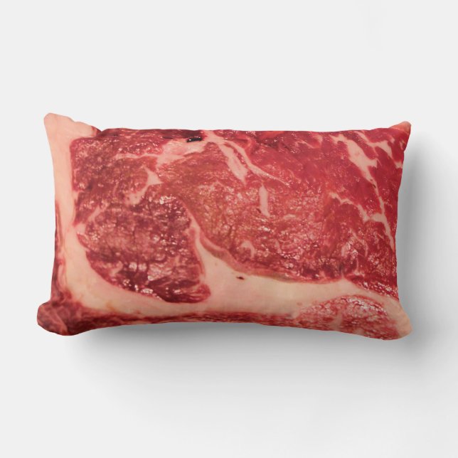 Raw Meat Ribeye Steak Lumbar Cushion (Front)