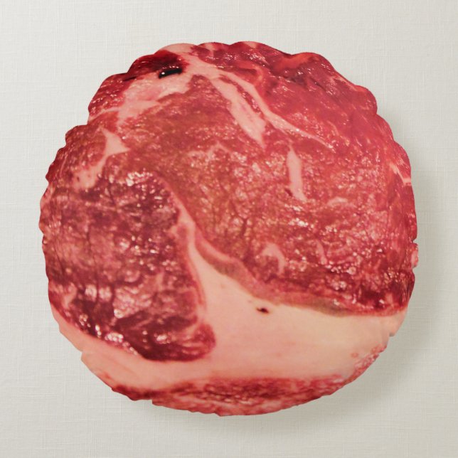 Raw Meat Ribeye Steak Round Cushion (Front)