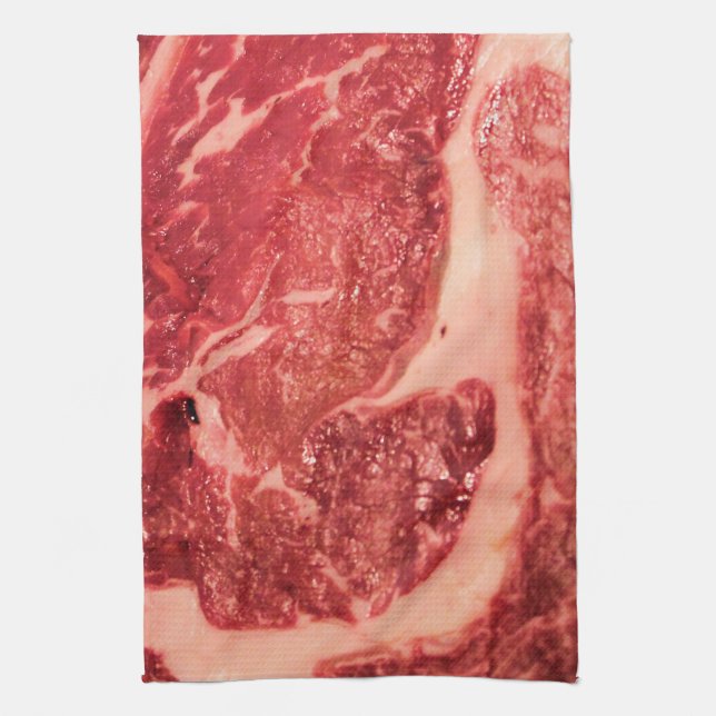 Raw Meat Ribeye Steak Tea Towel (Vertical)