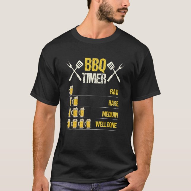 Raw Rare Medium Well Done Timer Grill T-Shirt (Front)