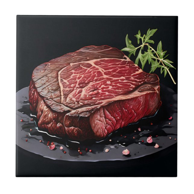 Raw Ribeye Steak Close Up Tile (Front)