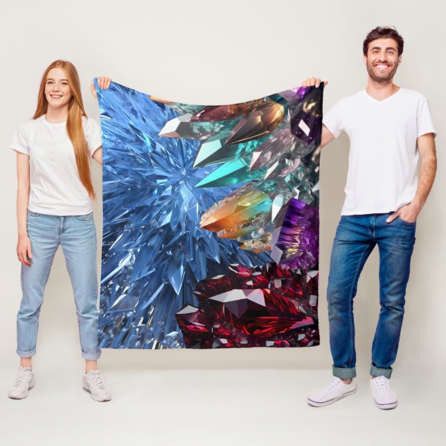 Raw Rock Jewel Gemstones Crystals Fleece Blanket (In Situ)