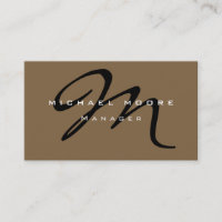 Raw Umber Brown Monogram Manager Business Card