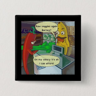 Raw Vegan Veggie Shopping Funny Button