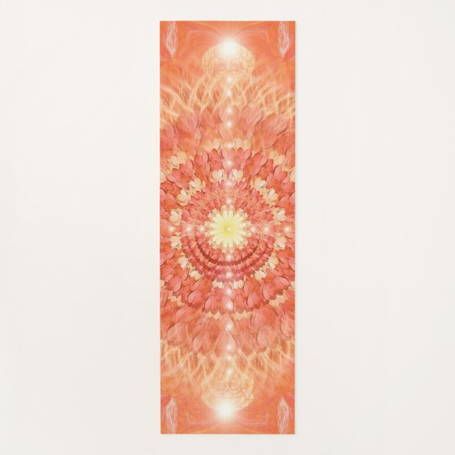 RAW Yoga Mat, Orange, Flower Mandala, Sun Yoga Mat (Front)