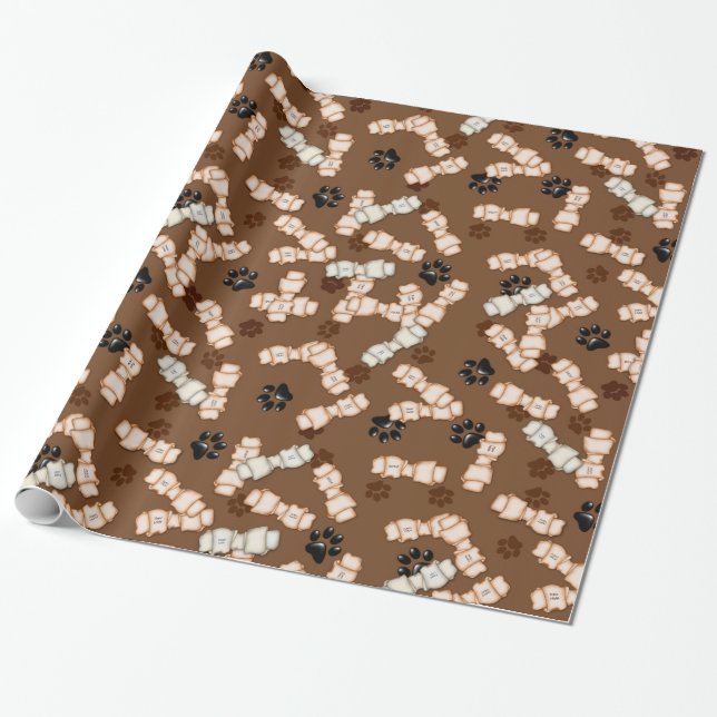 Rawhide Dog Bones-GIFT WRAPPING PAPER (Unrolled)