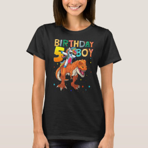 Rawr 5 Years Old Birthday Boy Dabbing Unicorn Dino T-Shirt