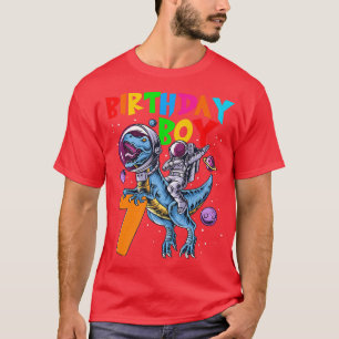 Rawr 7 Years Old Birthday Boy Astronaut Riding 7th T-Shirt
