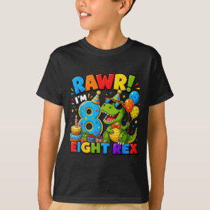 Rawr 8 Eight Rex Dinosaur 8th Birthday Boy Party T-Shirt