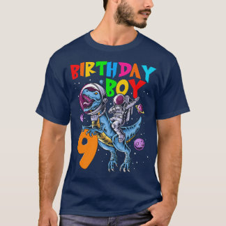 Rawr 9 Years Old Birthday Boy Astronaut Riding 9th T-Shirt