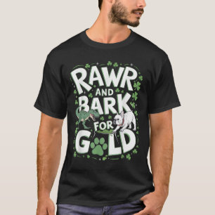 Rawr Bark T-rex Bulldog St. Patricks Day American T-Shirt