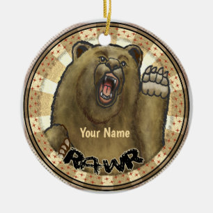 Rawr Bear  Ceramic Tree Decoration