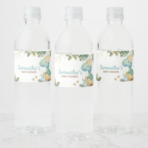 Rawr Dino Baby Shower Water Bottle Label