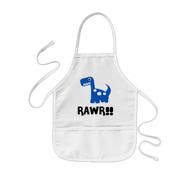 Rawr Dino Blue Kids Apron (Front)