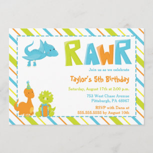 RAWR Dinosaur Birthday Party Invitation