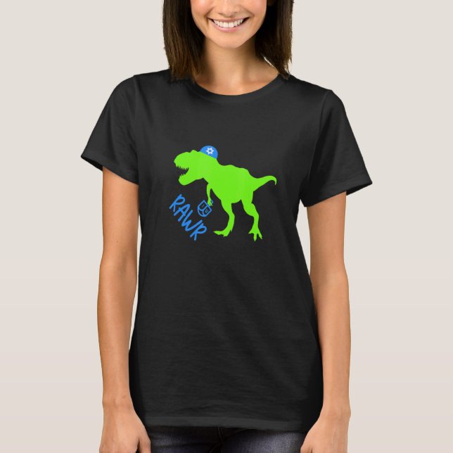 Rawr Dinosaur Dreidel Jewish Hanukkah Jew Family G T-Shirt (Front)