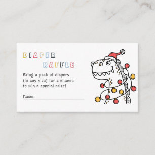 RAWR! Dinosaur Winter Christmas Coed Baby Shower Enclosure Card