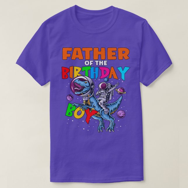 Rawr Father Of The Birthday Boy Astronaut Riding D T-Shirt (Design Front)