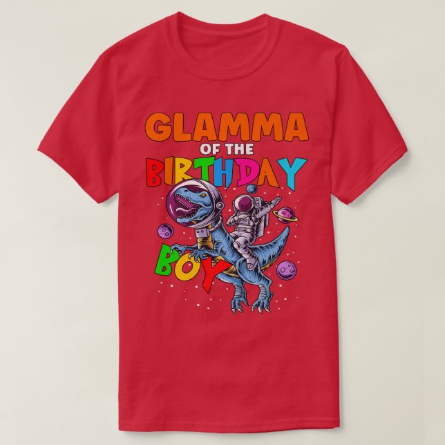 Rawr Glamma Of The Birthday Boy Astronaut Riding D T-Shirt (Design Front)