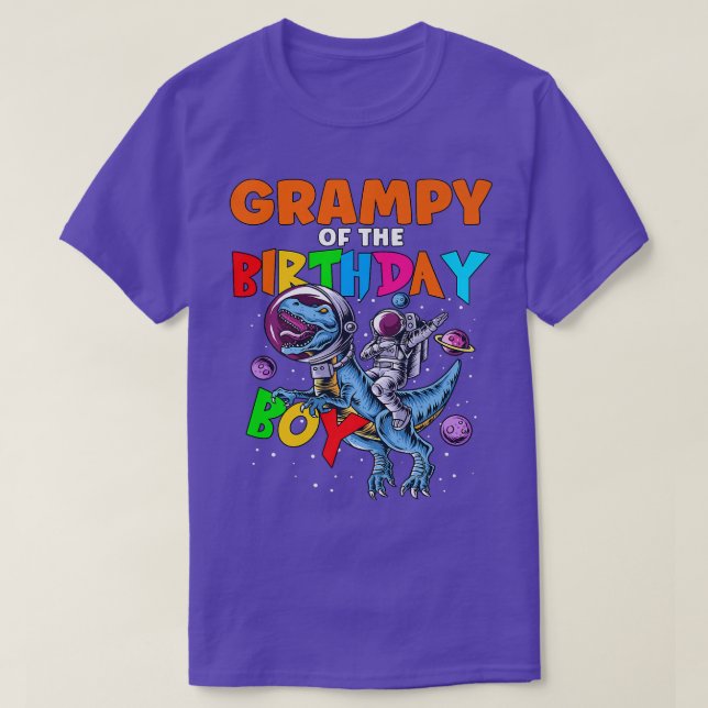 Rawr Grampy Of The Birthday Boy Astronaut Riding D T-Shirt (Design Front)