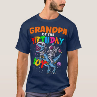 Rawr Grandpa Of The Birthday Boy Astronaut Riding  T-Shirt