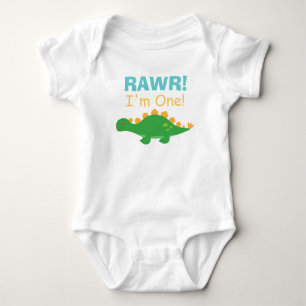 Rawr, I am One, Cute Dinosaur for Babies Baby Bodysuit
