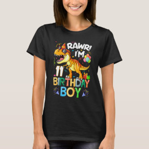 Rawr I M 11th Birthday Boy Dinosaur T Rex 11 Years T-Shirt