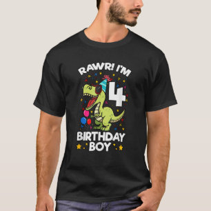 Rawr I m 4 Birthday Boy Dinosaur T rex Themed 4th  T-Shirt