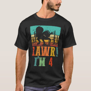 Rawr I m 4 Years Old Dinosaur Rex Birthday Squad R T-Shirt