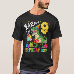 Rawr I M 9 Birthday Boy Dinosaur Rex 9th Birthday T-Shirt