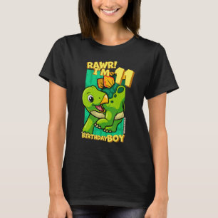 Rawr I'm 11 Birthday Boys 11th Birthday Dino Steg T-Shirt