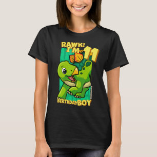 Rawr I'm 11 Birthday Boys 11th Birthday Dino Steg T-Shirt