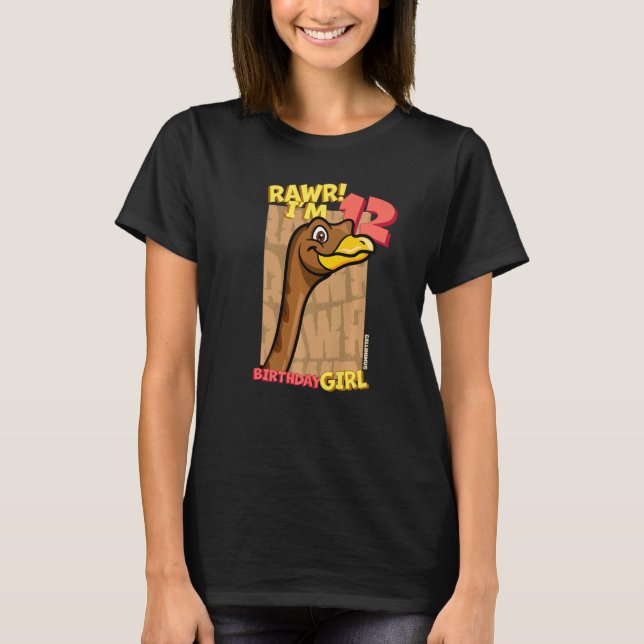 Rawr I'm 12 Birthday Girls 12th Birthday Dino Gall T-Shirt (Front)