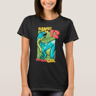 Rawr I'm 12 Birthday Girls 12th Birthday Dino Hyp T-Shirt