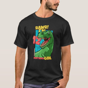 Rawr I'm 12 Birthday Girls 12th Birthday Dino Tyra T-Shirt