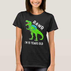 Rawr I'm 15 Years Old Cool Hip Dinosaur 15th Birth T-Shirt