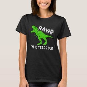 Rawr I'm 15 Years Old Dinosaur Vintage 15th Birthd T-Shirt