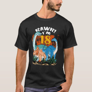 Rawr I'm 18 Years Old 18th Birthday Boy Rex Dinosa T-Shirt