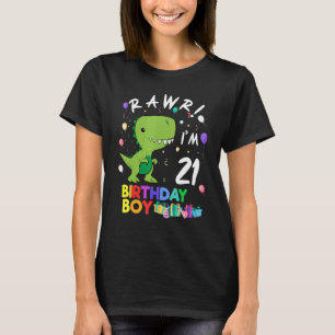 Rawr I'm 21 Cute Dinosaur Birthday T-Shirt