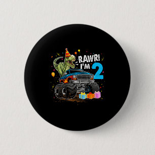 Rawr I'm 2 2nd Birthday T Rex Dinosaur Funny Party 6 Cm Round Badge