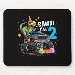 Rawr I'm 2 2nd Birthday T Rex Dinosaur Funny Party Mouse Mat
