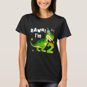 Rawr I'm 2 2nd Birthday T Rex Dinosaur Funny Party T-Shirt
