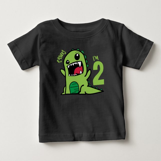 Rawr I'm 2, 2th Birthday Dinosaur Shirt  (Front)