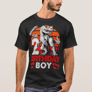 Rawr I'm 2 Kids 2 Year Old 2nd Birthday Boy T Re T-Shirt