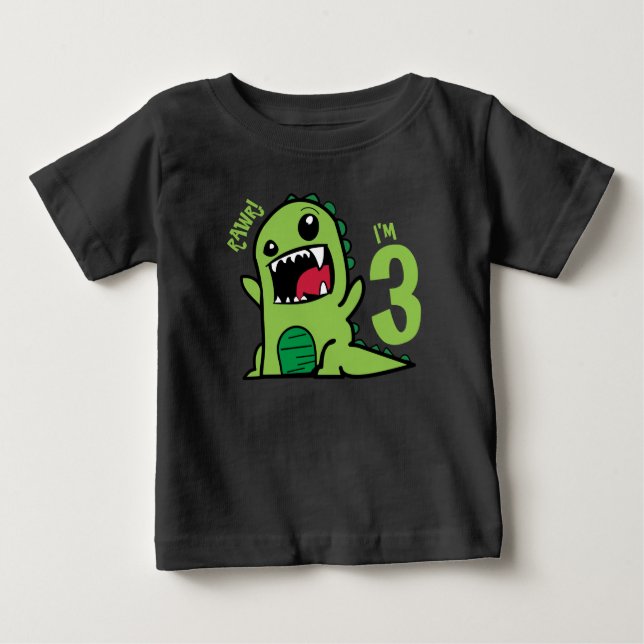 Rawr I'm 3, 3th Birthday Dinosaur Shirt  (Front)