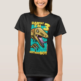 Rawr I'm 3 Birthday Boys 3rd Birthday Dino Veloci T-Shirt