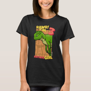 Rawr I'm 3 Birthday Girls 3rd Birthday Dino Yinlo T-Shirt