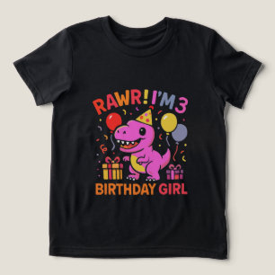 Rawr I'm 3 Dinosaur Birthday Girl T-Shirt Tri-Blend Shirt